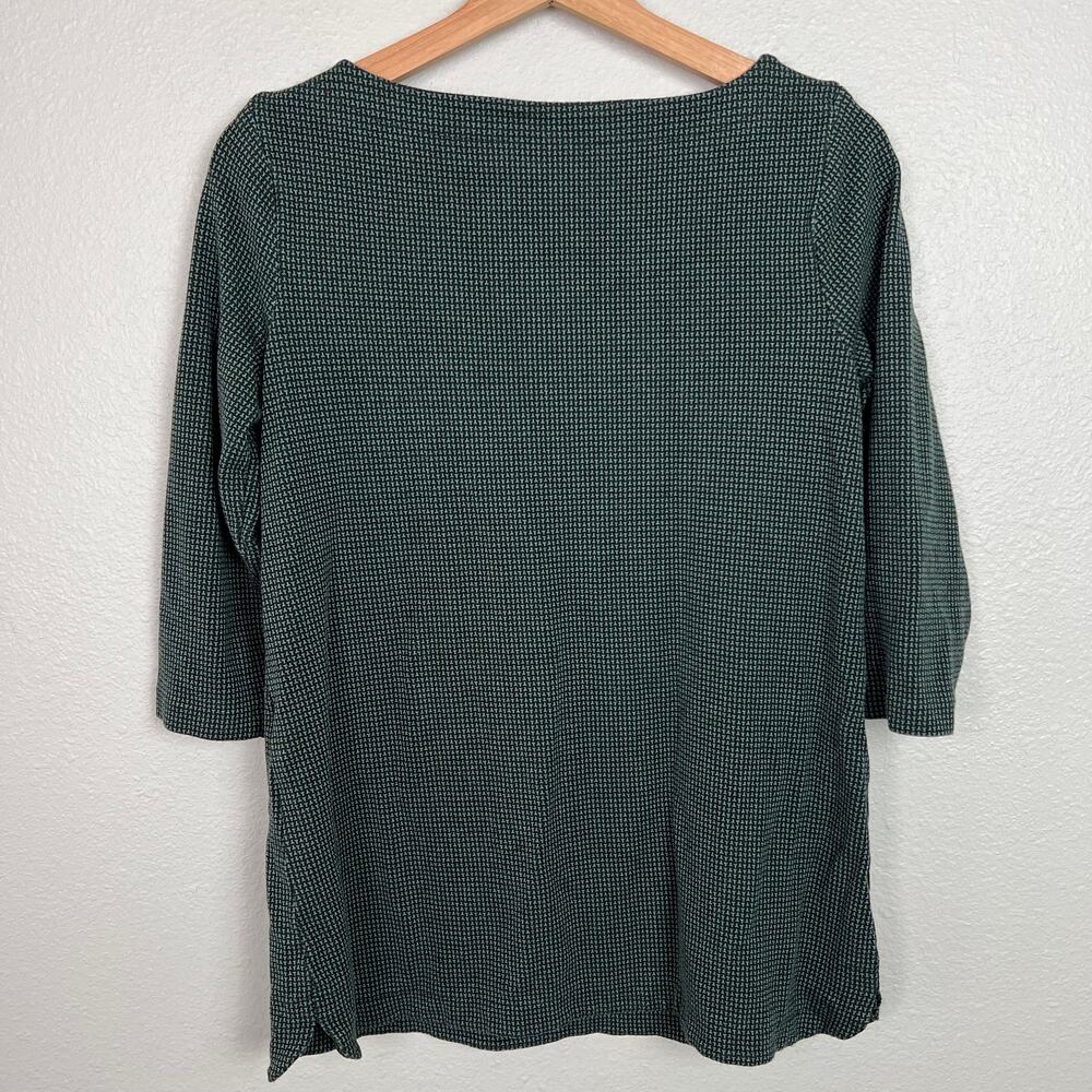 J. Jill Ponte‎ Knit Petite Small 3/4 Sleeve Black and Green Boat Neck  Tunic Top - Picture 5 of 7